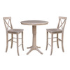 International Concepts Round Pedestal Table, 36 in W X 36 in L X 41.9 in H, Wood, Washed Gray Taupe K09-36RT-27B-6B-2